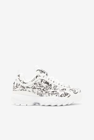 FILA Disruptor 2 Graffiti Sneakers White / Black / White,Womens Shoes | CA.YUDZLW407